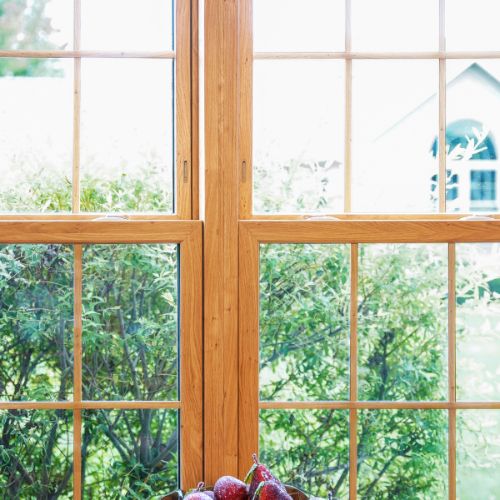 Wood grid window detail